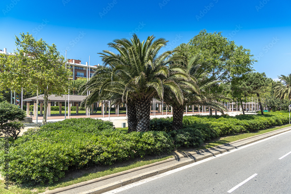 Road along the seafront in Barcelona, Spain.