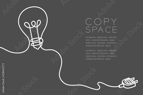 Light bulb with plug cable white color, Smart power concept design illustration isolated on blue background, with copy space