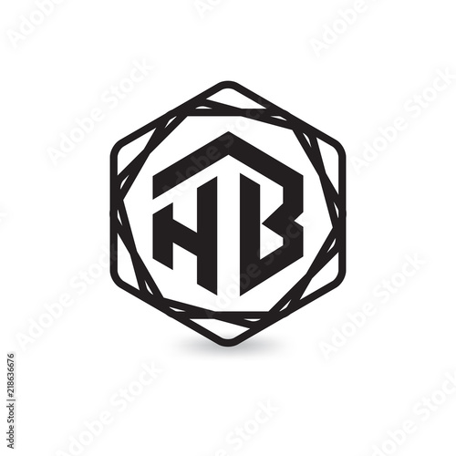 H B Initial letter hexagonal logo vector