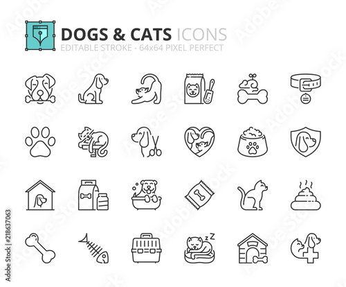 Outline icons about dogs and cats