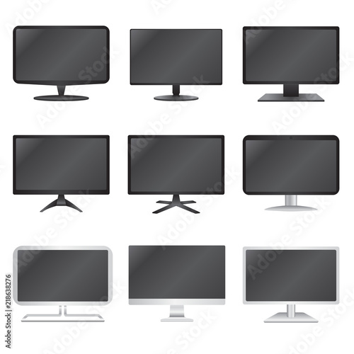 set of icon computer screen or monitor with variety of shapes. it use for technology, sale, home design and object of hardware. illustration. vector. graphic.