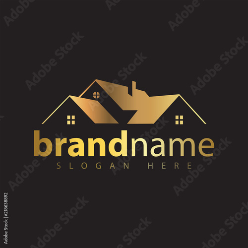 Gold Home Roof Logo icon vector
