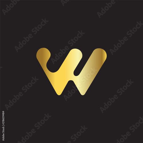 gold w Letter Logo Icon Vector