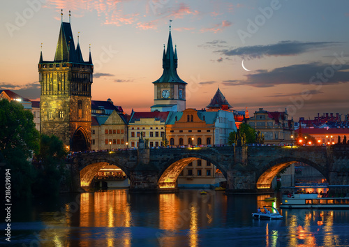 Moon over Charles Bridge