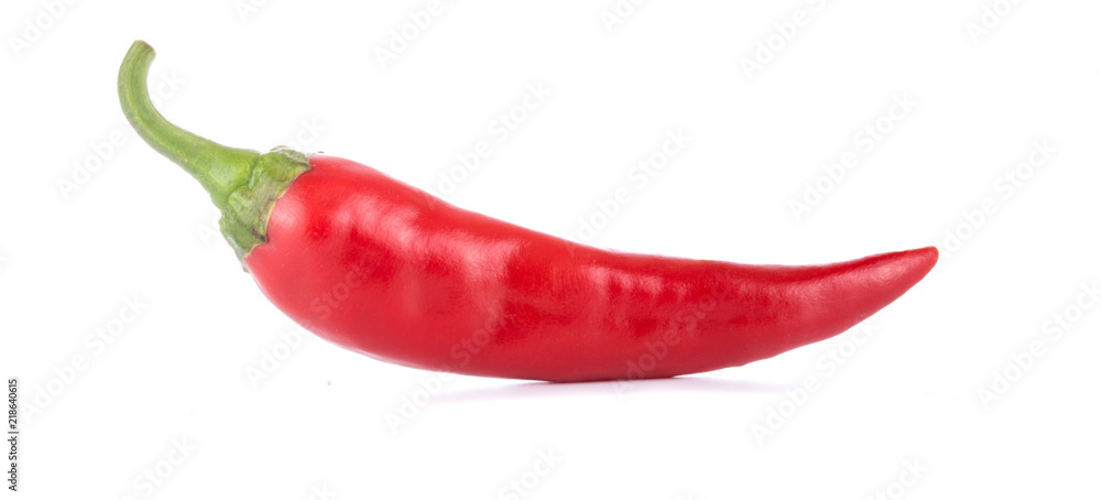 One Red hot chili pepper isolated on white background One Red hot chili pepper isolated on white background