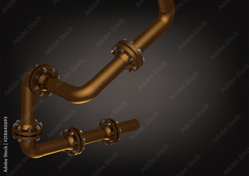 Golden pipeline on a black Golden pipeline on a black