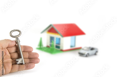 Symbolic key from the dream house. Mortgage concept photo