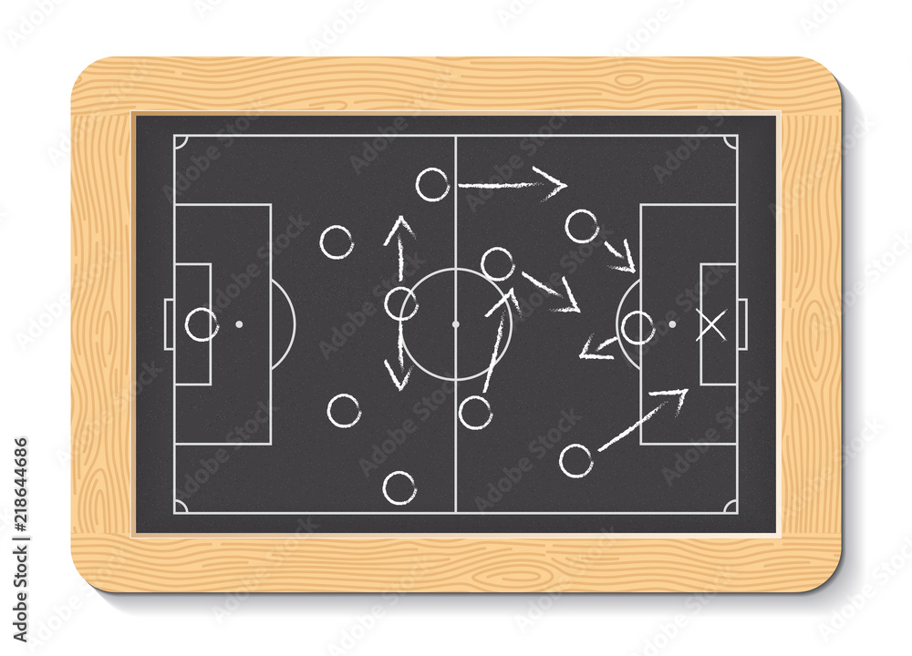 Soccer formation tactics and strategy on a blackboard - The False Nine. Spielplan - Fußballtaktik. Tactiques de football. Soccer formation tactics and strategy on a blackboard - The False Nine. Spielplan - Fußballtaktik. Tactiques de football.