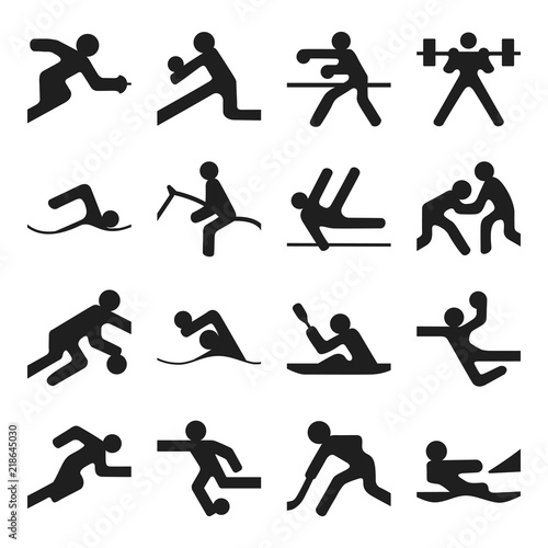 Set of simple olympic games icons summer sports on white background
