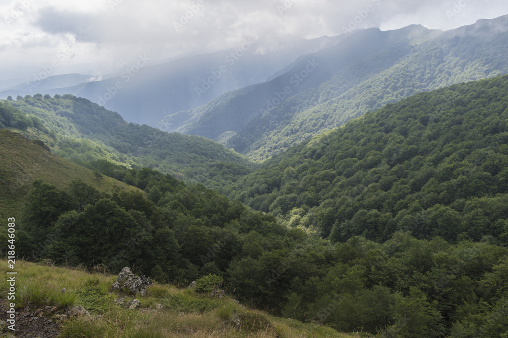 Beautiful mountain view from the hills on the path to the Eho hut. The Troyan Balkan is exceptionally picturesque and offers a combination of wonderful mountain scenery, fresh air.