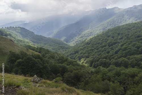 Beautiful mountain view from the hills on the path to the Eho hut. The Troyan Balkan is exceptionally picturesque and offers a combination of wonderful mountain scenery  fresh air.