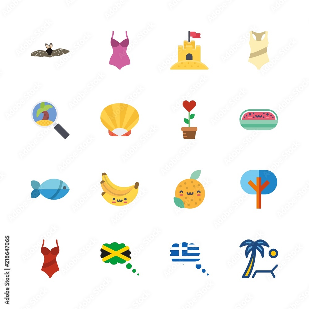 16 tropical icons set 16 tropical icons set
