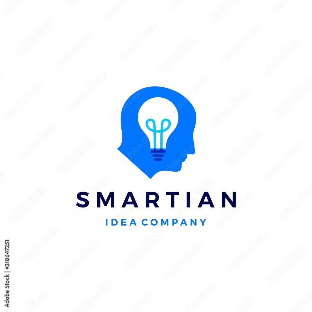 smart human head think bulb idea logo vector icon illustration smart human head think bulb idea logo vector icon illustration