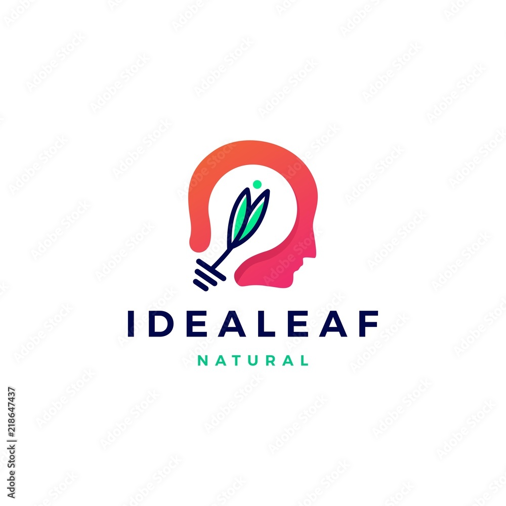 smart human head think bulb leaf idea logo vector icon illustration smart human head think bulb leaf idea logo vector icon illustration