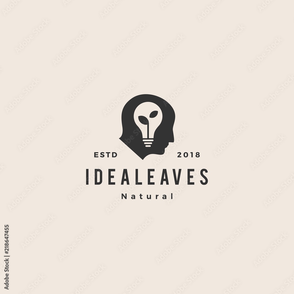 smart human head think bulb leaf idea logo hipster vintage vector icon illustration smart human head think bulb leaf idea logo hipster vintage vector icon illustration