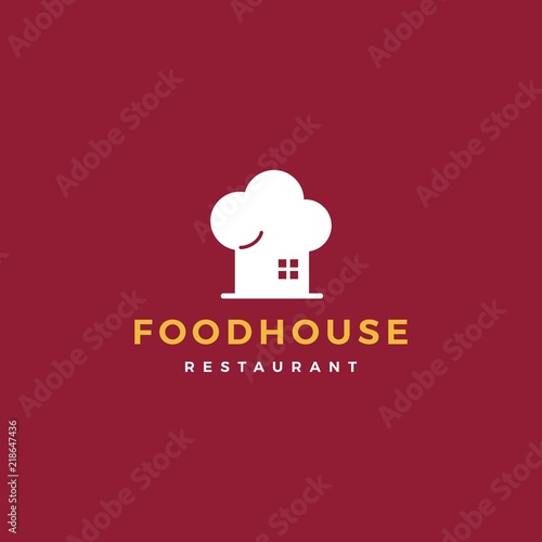 food house chef hat kitchen restaurant cafe logo vector icon