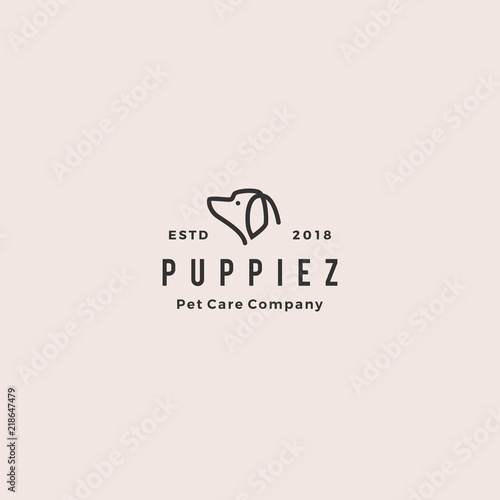 dog head logo hipster vintage retro line outline monoline vector icon illustration
