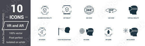 AR and VR icons set. Premium quality symbol collection. AR and VR icon set simple elements. Ready to use in web design, apps, software, print.