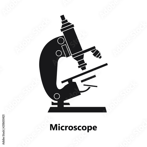 Black microscope symbol sign on white background single word