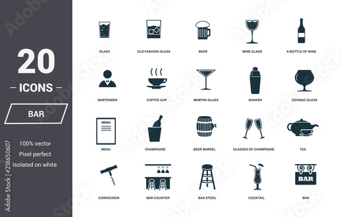 Bar icon set. Premium quality symbol collection. Bar icon set simple elements. Ready to use in web design, apps, software, print.