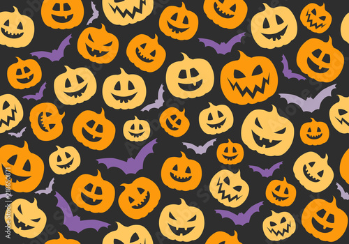 Halloween background with funny pumpkins. Vector.