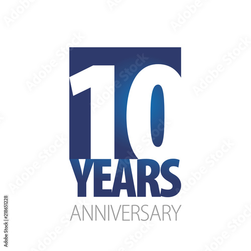 10 Years Anniversary blue white logo icon banner