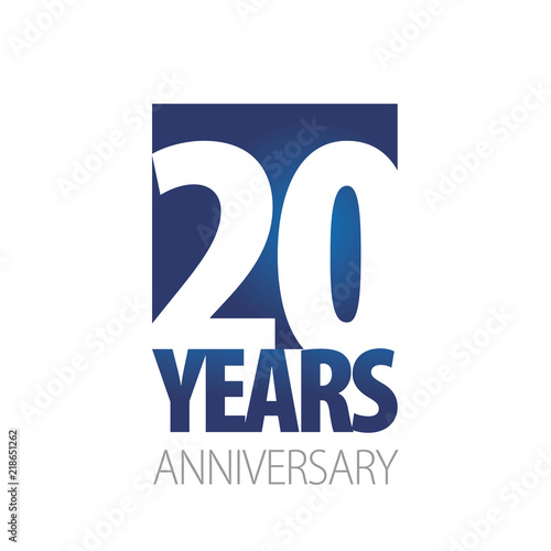 20 Years Anniversary blue white logo icon banner