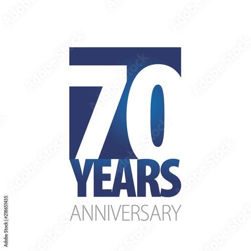 70 Years Anniversary blue white logo icon banner