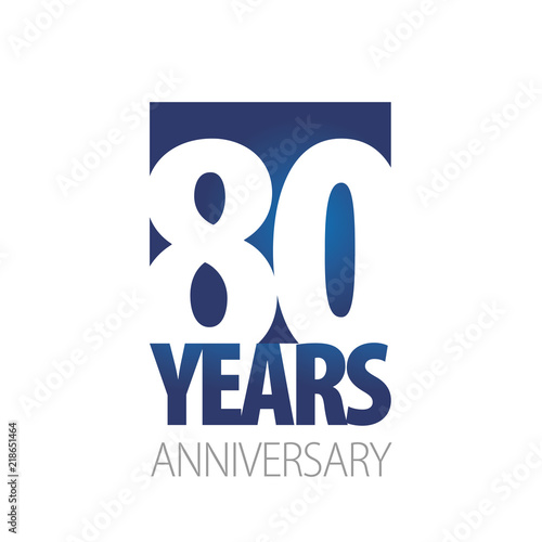 80 Years Anniversary blue white logo icon banner