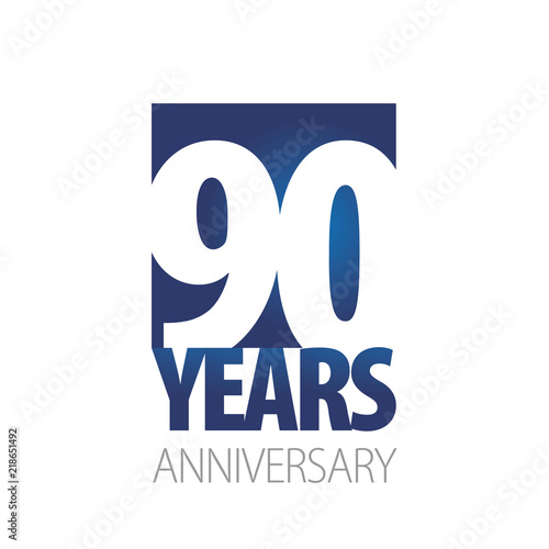 90 Years Anniversary blue white logo icon banner