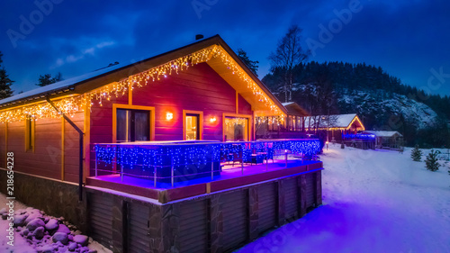The cottage is decorated fo...