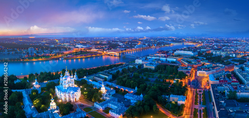 Saint Petersburg. Smolny Cathedral. Petersburg from the heights. Panorama of St. Petersburg. Cities of Russia. Neva River. Streets of Petersburg. Map of St. Petersburg. Bolsheokhtinsky Bridge.