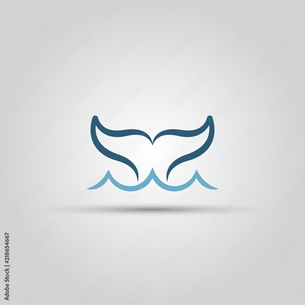 Whale fish tail isolated vector icon Whale fish tail isolated vector icon