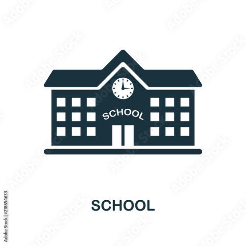 School icon. Monochrome style icon design from school icon collection. UI. Illustration of school icon. Pictogram isolated on white. Ready to use in web design, apps, software, print.