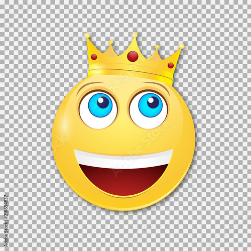 Smiling smiley face in the crown.Emotion, vector