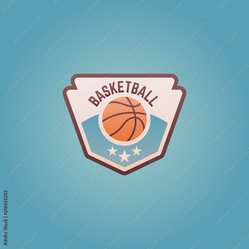 Basketball sport team vector shield emblem