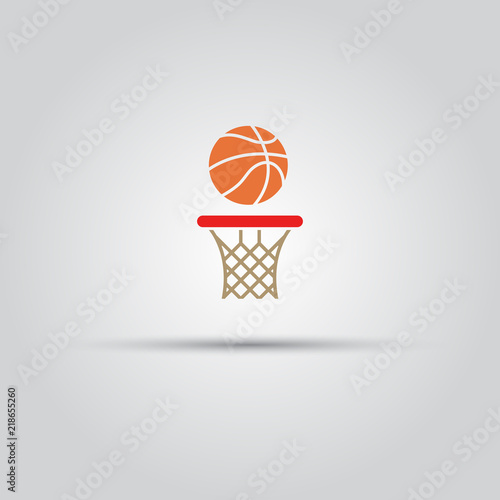 Ball and basketball hoop vector sign