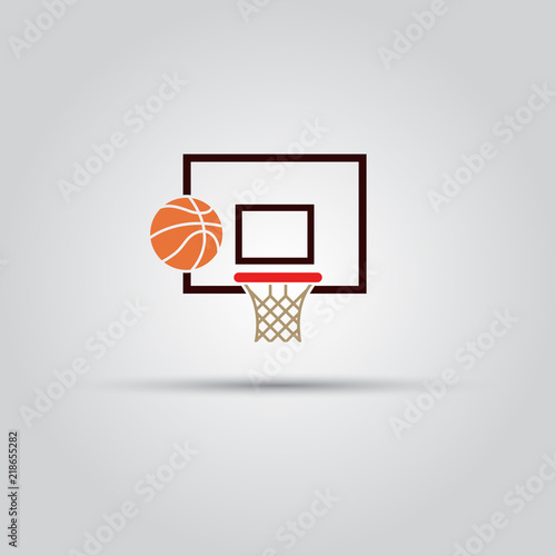 Basketball backboard and ball colored vector sign