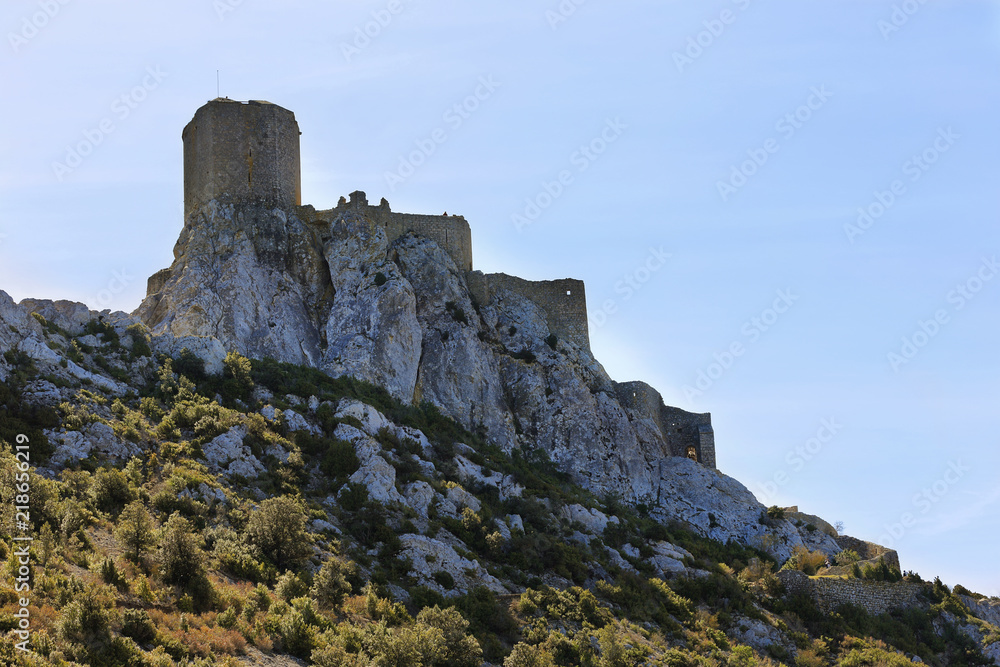 Queribus castle Languedoc-Roussillon, France.