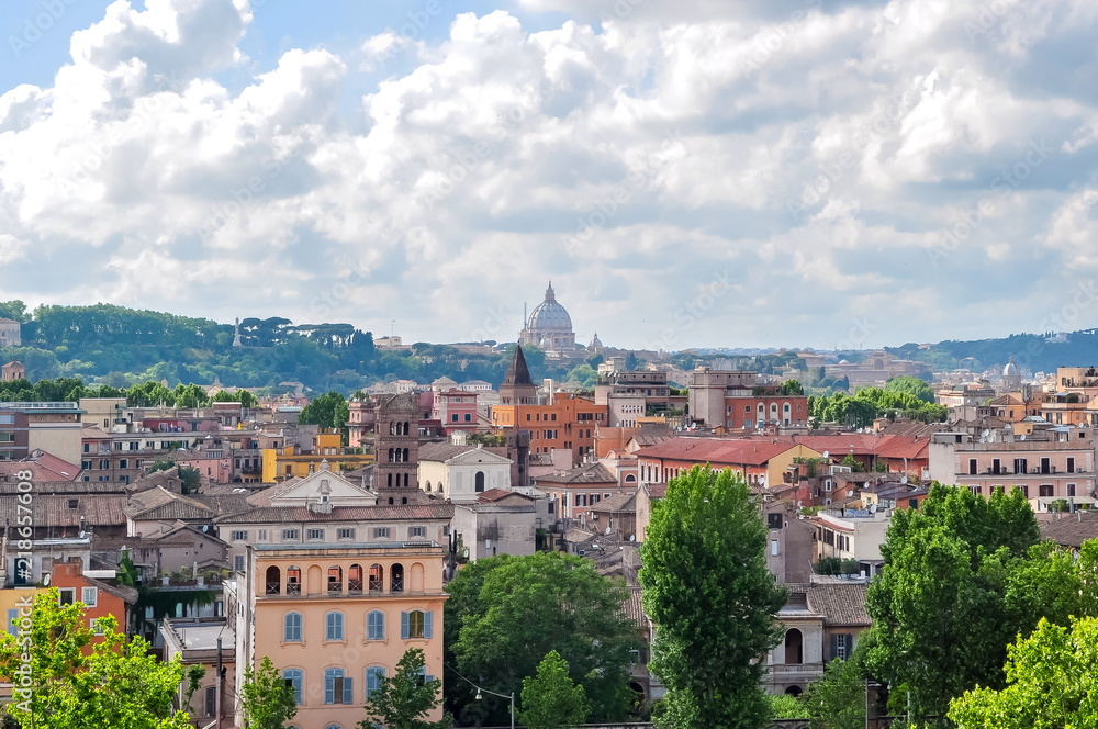 Rome skyline and St. Peter's Basilica dome, Italy