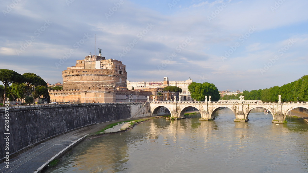 Castle of the Holy Angel (Castel Sant'Angelo) and St. Angel bridge (Ponte Sant'Angelo), Rome, Italy