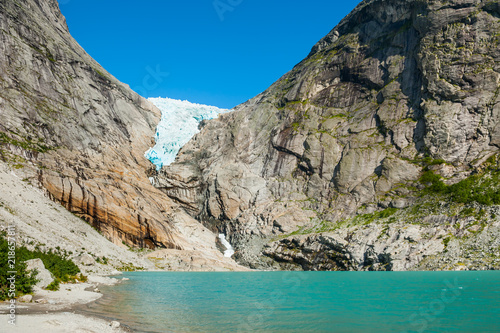 Briksdal glacier and glacial lake in Jostedalsbreen national reserve, Norway