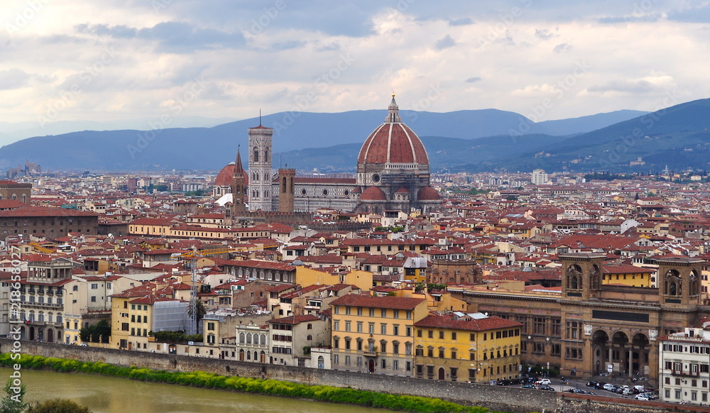 View over Florence and Florence Cathedral, Italy
