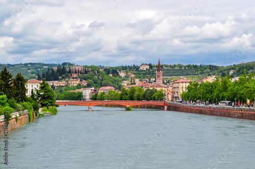 Panorama of Verona and Adige river, Italy