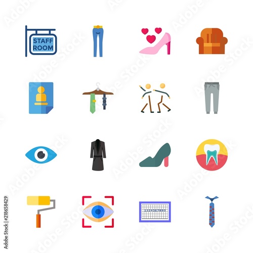human vector icons set. sit down, paint roller, aggressive and high heel in this set