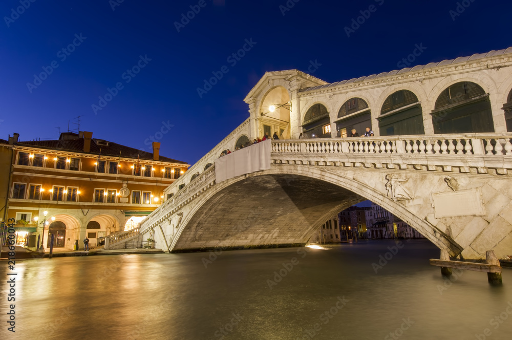 Venice at night. Rialto bridge Venice at night. Rialto bridge