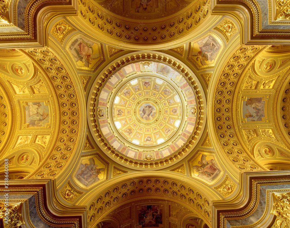Dome of the Saint Stephen Basilica in Budapest, Hungar
