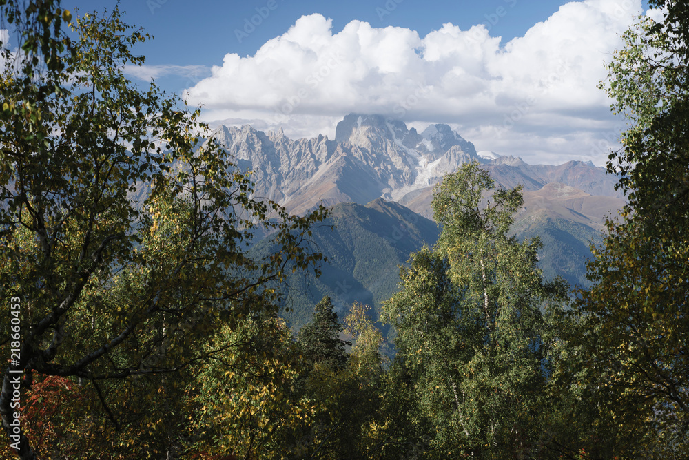Ushba - a beautiful mountain peak in the Caucasus
