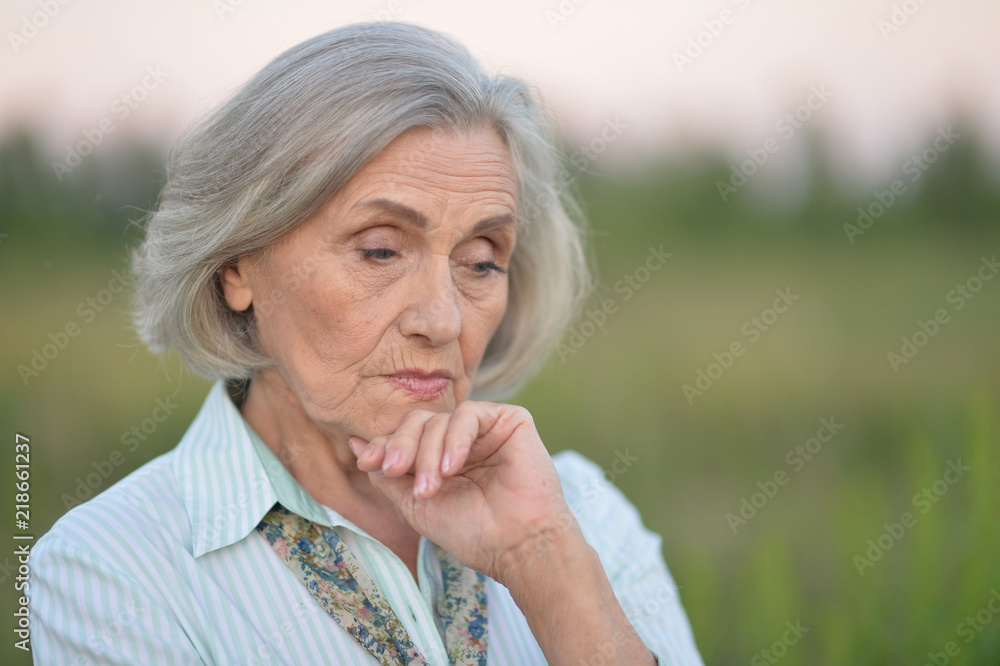 Portrait of a cute sad senior woman Portrait of a cute sad senior woman