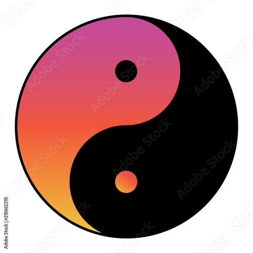 Yin yang symbol of harmony and balance with water color effect